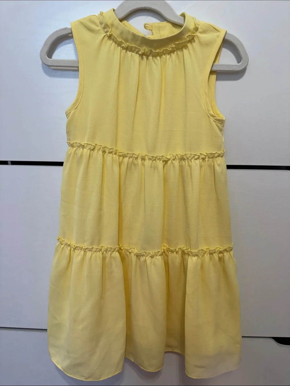 GB girls Yellow Tiered Ruffle Neck Dress